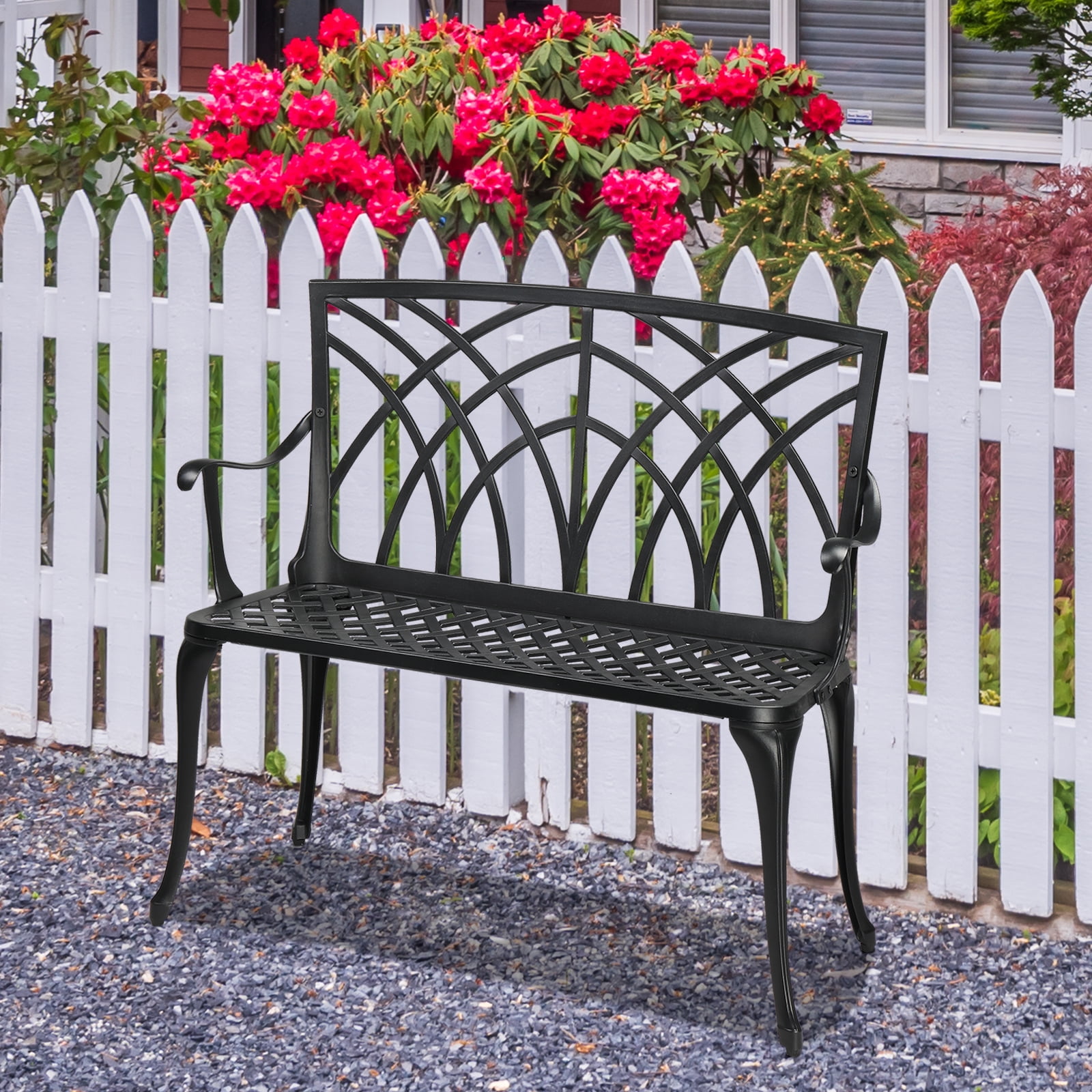 Ktaxon 38in Outdoor Porch Garden Bench, Weather Resistant Aluminum
