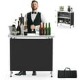 thumbnail image 1 of Ktaxon 39" Foldable Bar Table, Mobile Bar with 3-Tier Shelves & Carry Bag - Perfect for Events, Parties, Camping, Picnics, Tradeshows, and Both Outdoor/Indoor Use (Comes with Black Skirt,  White), 1 of 9