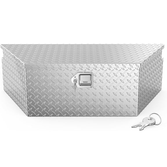 Ktaxon 39" Truck Bed Tool Box, Aluminum Diamond Plate Trailer Tool Storage Organizer Chest with Lock Keys