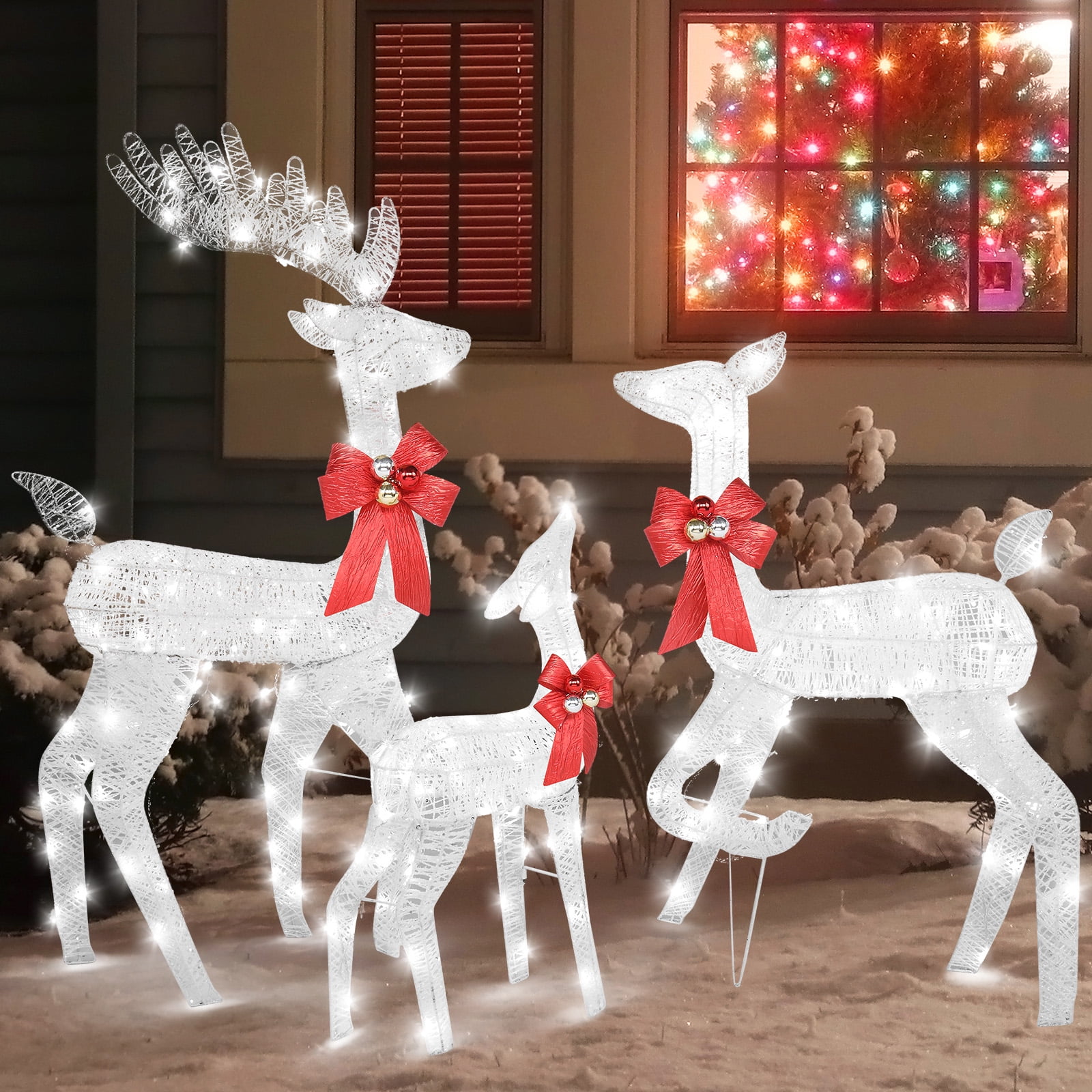 Sale　リリパットレーン　CHRISTMAS TIME Ktaxon 3D Lighted Christmas 3-Piece Deer Set Outdoor Yard