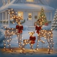 thumbnail image 1 of Ktaxon 3D Lighted Christmas 3-Piece Deer Set Outdoor Yard Decoration Set LED Lights, Stakes - Rattan, 1 of 8