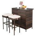 thumbnail image 1 of Ktaxon 3PCS Wicker Bar Set Patio Outdoor Table & 2 Stools Furniture Steel, Outdoor Bistro Set w/ Wicker Bar Stools, 1 of 12