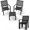 thumbnail image 1 of Ktaxon 3Pcs Outdoor Bistro set, Stackable Patio Metal Steel Dining Set with Rust-Resistant Coating Weather Resistant for Patio Garden Balcony - Black, 1 of 8