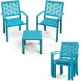 thumbnail image 1 of Ktaxon 3Pcs Outdoor Bistro set, Stackable Patio Metal Steel Dining Set with Rust-Resistant Coating Weather Resistant for Patio Garden Balcony - Blue, 1 of 8
