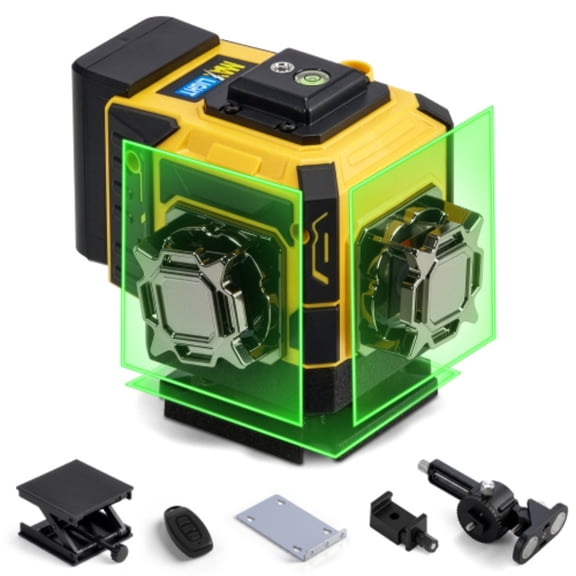 Ktaxon 3x360 Laser Level, Self-Leveling 12-Line Laser Tool, Includes 2x 3000mAh Rechargeable Batteries & Type-C Charging, Stainless Steel