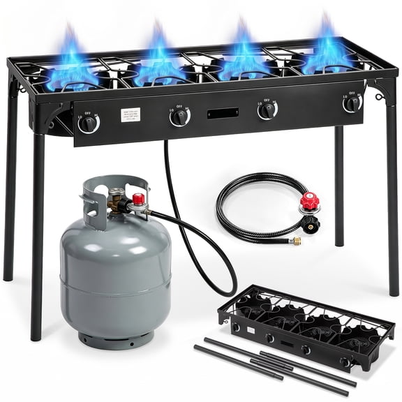 Ktaxon 4 Burner Gas Propane Cooker Outdoor Camping Picnic Stove Stand BBQ Grill