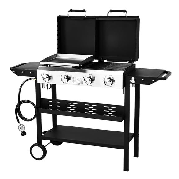 Ktaxon 4 Burner Propane Gas Grill and Griddle Combo with Auto Ignition,40000 BTU for Outdoor Cooking