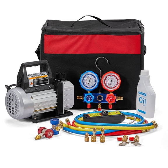 Ktaxon 4 CFM 1/3HP Air Vacuum Pump Set, AC Manifold Gauge Kit for HVAC/AUTO, Applicable to R410A R134a R12 R22 R502
