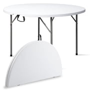 Ktaxon 4 Ft Outdoor Round Folding Plastic Dining Table for Picnic ,White, Indoor/Outdoor, Home, Kitchen, Heavy Duty Dining Party Picinic Table