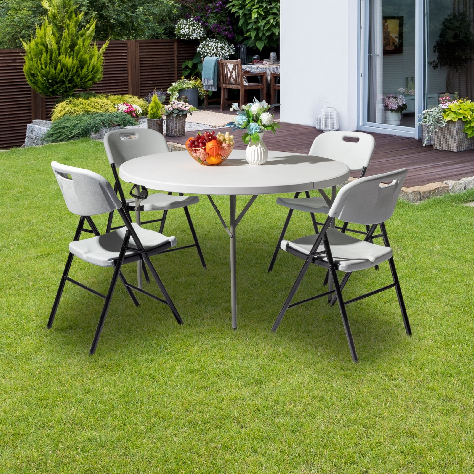 Walmart savings: Ktaxon 4ft Round Plastic Folding Table, Lightweight & Waterproof with Carry Handle, Indoor/Outdoor Use