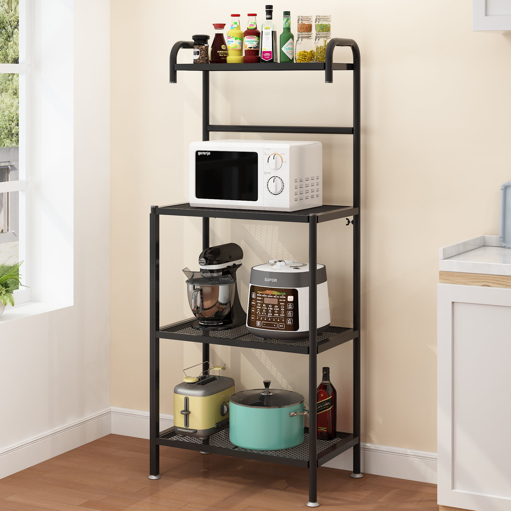 Microwave Stand 4-Tiers Kitchen Storage Fit Mini Fridge Baker¡ ̄s Rack