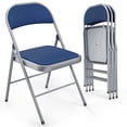 thumbnail image 1 of Ktaxon 4 Pack Folding Chairs Foldable Event Chairs with Metal Frame and Soft Fabric Cushion and Back Wedding Party Blue and Sliver, 1 of 9