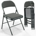 thumbnail image 1 of Ktaxon 4 Pack Folding Chairs Foldable Event Chairs with Metal Frame and Soft Fabric Cushion and Back Wedding Party Gray and Black, 1 of 10