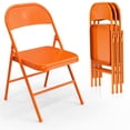 thumbnail image 1 of Ktaxon Metal Outdoor and Indoor Party Sturdy and Versatile Folding Chairs, Orange ("Set of 4"), 1 of 8