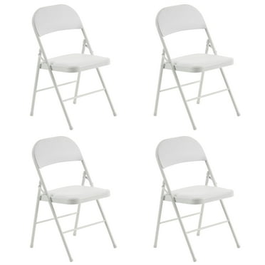 Ktaxon 4 Pack Folding Chairs Wedding Party Chair Foldable Dining Chair with Metal Frame and Soft Cushion White