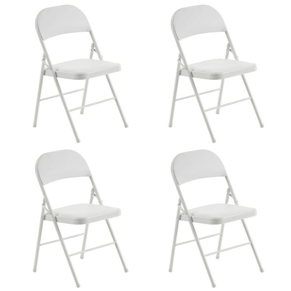 Ktaxon 4 Pack Folding Chairs Wedding Party Chair Foldable Dining Chair with Metal Frame and Soft Cushion White