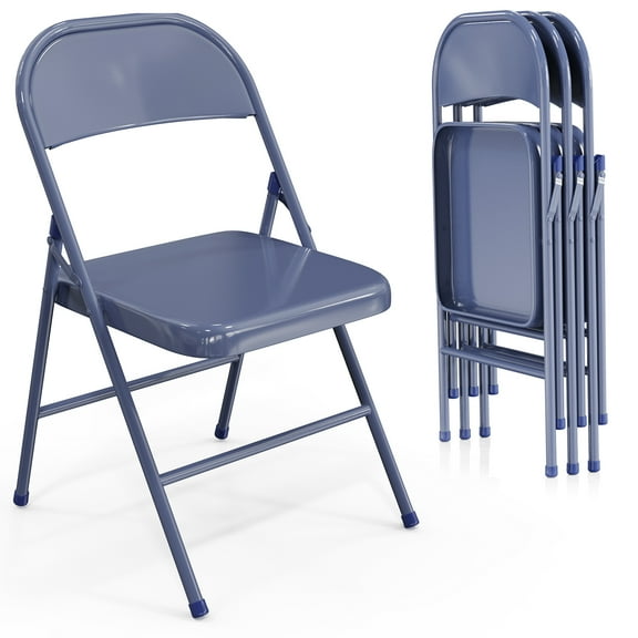 Ktaxon 4 Pack Outdoors&Indoors Folding Chairs, Heavy Duty Metal, for Outdoor Dining, Party, Concert, Gathering, Blue Purple