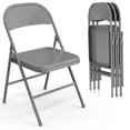 thumbnail image 1 of Ktaxon 4 Pack Outdoors&Indoors Folding Chairs, Heavy Duty Metal, for Outdoor Dining, Party, Concert, Gathering, Gray, 1 of 7