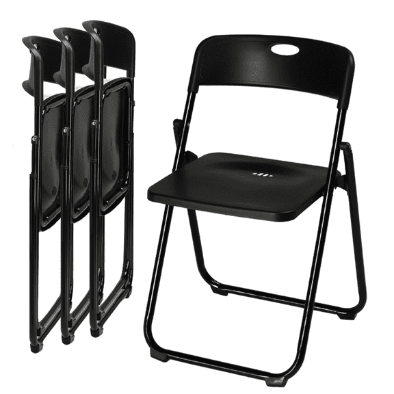 Ktaxon 4-Pack Plastic Folding Chairs, Modern Stackable and Portable Event Seats, Indoor Outdoor Party, Black (Set of 4)