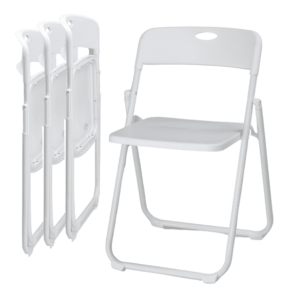 Ktaxon 4 Pack Plastic Folding Chairs, Stackable Commercial Chairs, Portable Event Seats Indoor Outdoor for Home Event Party Picnic School Wedding, White
