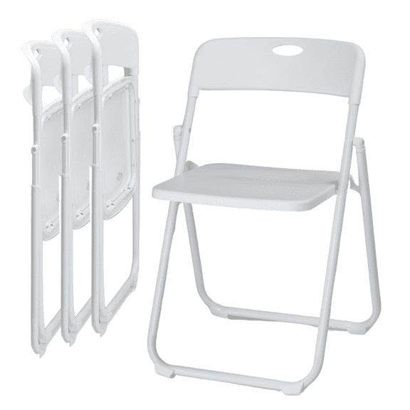 Ktaxon 4 Pack Plastic Folding Chairs, Stackable Commercial Chairs, Portable Event Seats Indoor Outdoor for Home Event Party Picnic School Wedding, White
