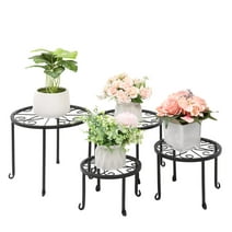 Ktaxon 4 Pack Round Nesting Plant Stand with Scroll Pattern Black