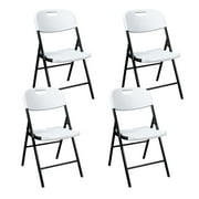 Ktaxon 4 Packs Portable Plastic Folding Chair w/ Handle White for Party Wedding Camping Picnic, Adult, Outdoor and Indoor Portable Chairs, Plstic Chairs
