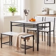 thumbnail image 1 of Ktaxon 4 Pcs Dining Table Set, Dinning Set for 4 with 2 Chairs and Bench, Dinner Table with Storage Rack, Nesting Furniture Set for Dining Room, Restaurant, White Marble, 1 of 9