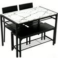 thumbnail image 1 of Ktaxon 4 Pcs Dining Table Set, Dinning Set for 4 with 2 Chairs and Bench, Dinner Table with Storage Rack, Nesting Furniture Set for Dining Room, Restaurant, White Marble, 1 of 1