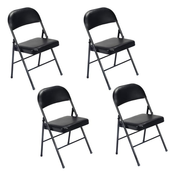 Ktaxon 4 Pack Folding Chairs Wedding Party Chair Foldable Dining Chair with Metal Frame and Soft Cushion Black