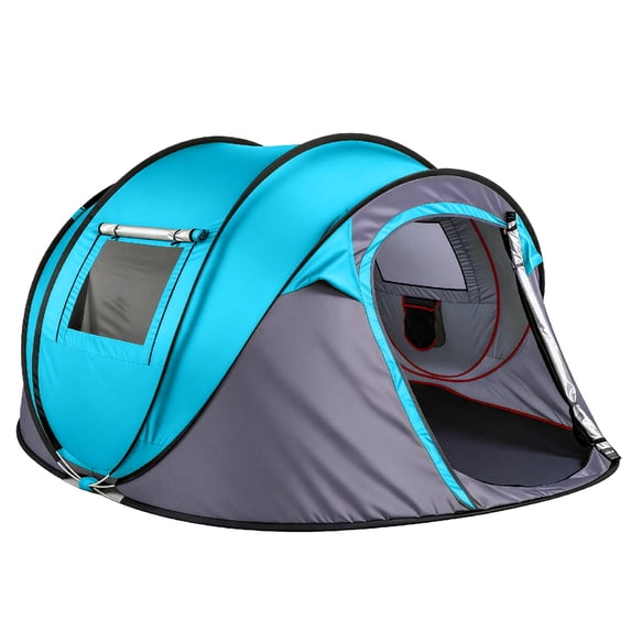 Ktaxon 4-Person Automatic Family Dome Camping Tent Easy Setup with Carrying Bag, Blue