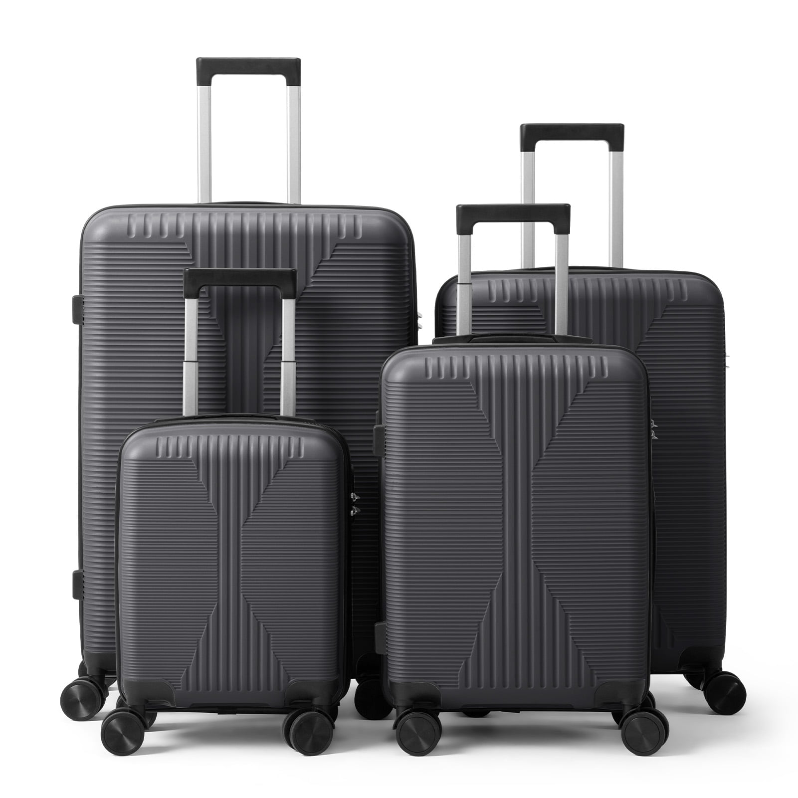 Ktaxon 4-Piece Luggage Set Hardshell Lightweight ABS Carry On Suitcase 360° Spinner Wheels Gray