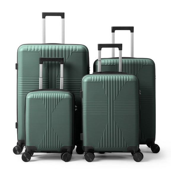 Ktaxon 4-Piece Luggage Set Hardshell Lightweight ABS Carry On Suitcase 360° Spinner Wheels Green