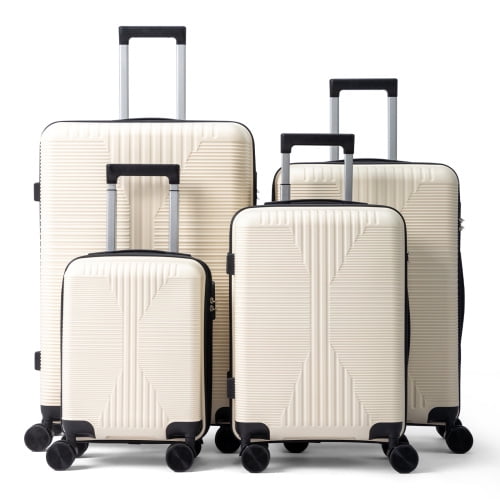 Ktaxon 4-Piece Luggage Set Hardshell Lightweight ABS Carry On Suitcase 360° Spinner Wheels White