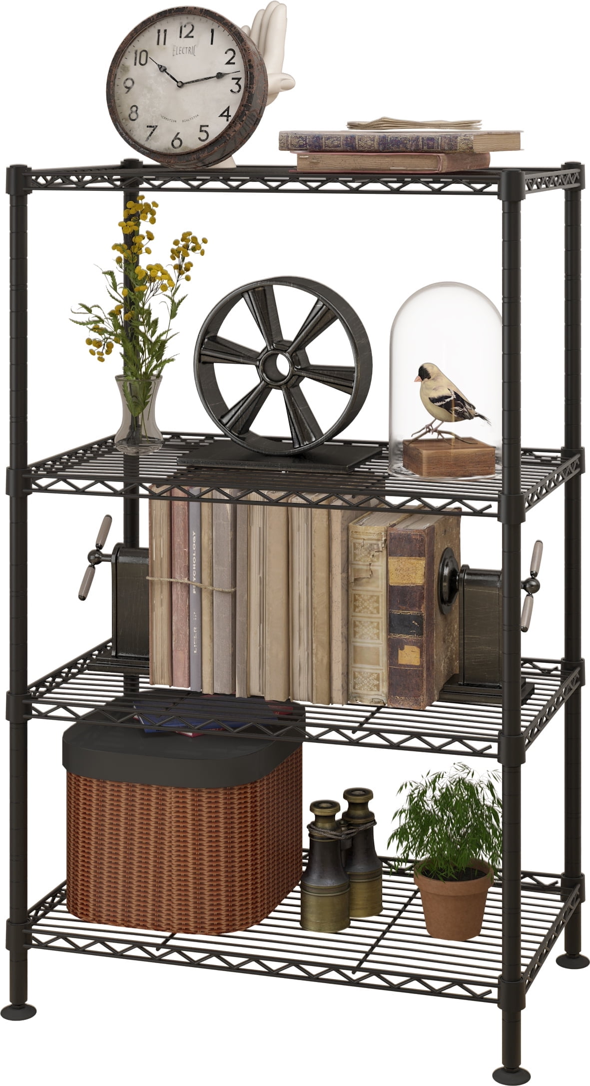 Ktaxon 4-Shelf Wire Shelving, Kitchen Garage Storage Rack Organizer Black, 20"L x 11.8"W x 31"H