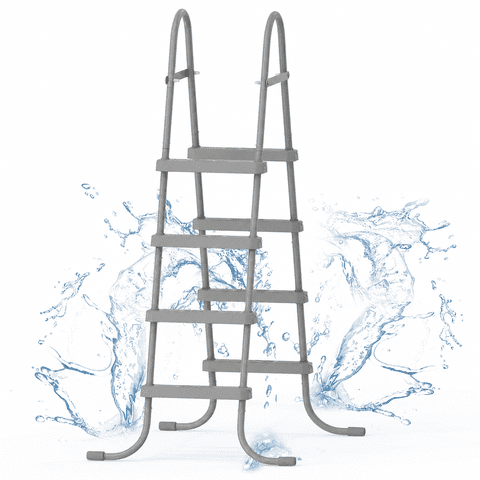 Ktaxon 4-Step Pool Ladder, 52 Inch Above Ground Swimming Pool Ladder with Gray Metal Frame &  Steps, Heavy-Duty Entry Ladder