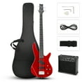 thumbnail image 1 of Ktaxon 4 String Electric Bass Guitar 44in Full Size Bass Kit with Closed SS Pickups, 20W Amp, Dark Red, 1 of 14