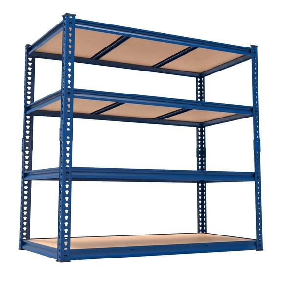 Ktaxon 4 Tier Heavy Duty Rack 2500LBS Capacity 48" W x 60" H x 24" D for Garage & Industrial, Adjustable Metal Tough Storage Shelving, Gloved Rubber Hammer, Navy Blue