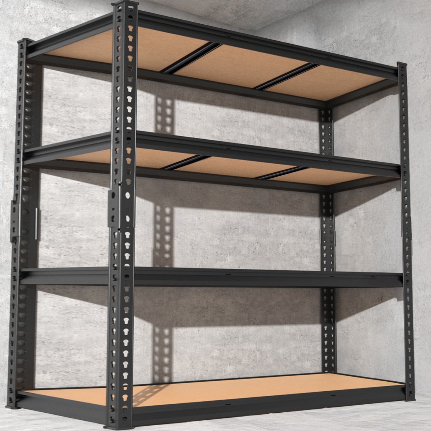 Ktaxon 4 Tier 48" W Shelving Rack for Garage & Industrial Heavy Duty,  2200LBS Adjustable Metal Tough Shelves Gloved Rubber Hammer, 48" W x 60" H x 18" D