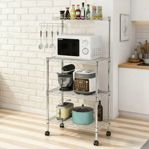 Greige 4-Tier Heavy Duty Kitchen Rack – Adjustable Baker's Rack with ...