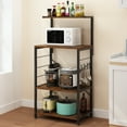thumbnail image 1 of Ktaxon 4-Tier Baker's Rack Microwave Oven Stand with Wood Panel, Kitchen Utility Cart Storage Shelves Organizer for Dining Room Coffee Bar, Brown & Black, 1 of 9