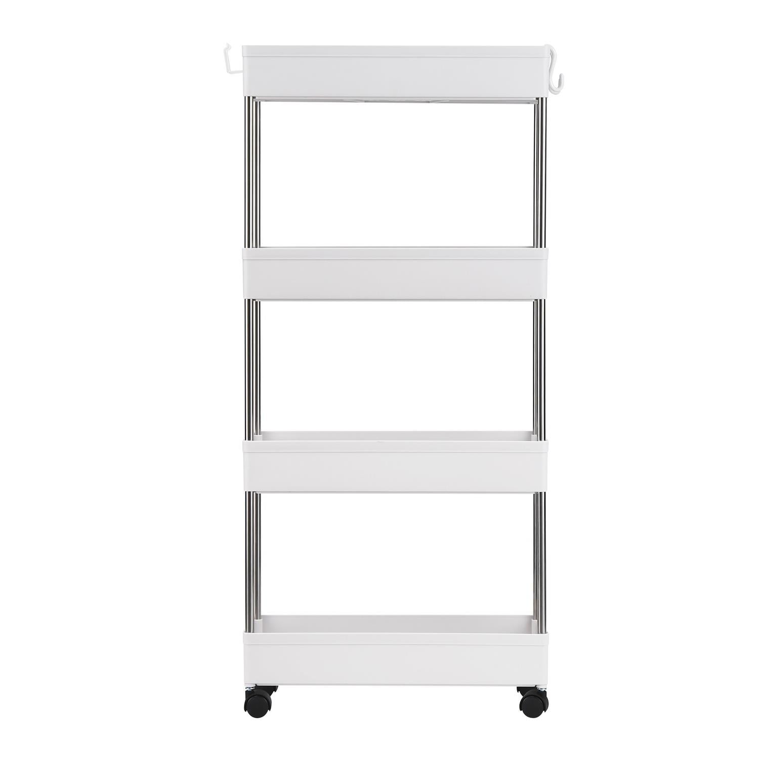 Ktaxon 4-Tier Metal Utility Rolling Cart, Storage Craft Art Cart Trolley  for Office, Bathroom, Kitchen, Kids' Room, White
