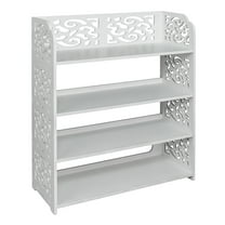 Ktaxon 4-Tier Standing Shoe Rack, Wood Plastic Board, White