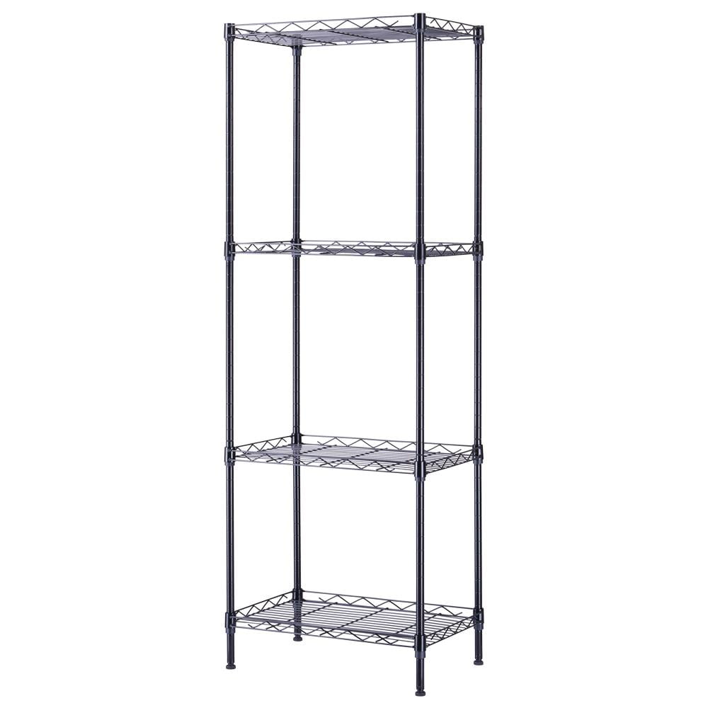 Ktaxon 4-Tier Storage Rack, Garage Wire Shelving Metal Shelves Storage Unit Black, 17.3"D x 11.4"W x 50.4"H