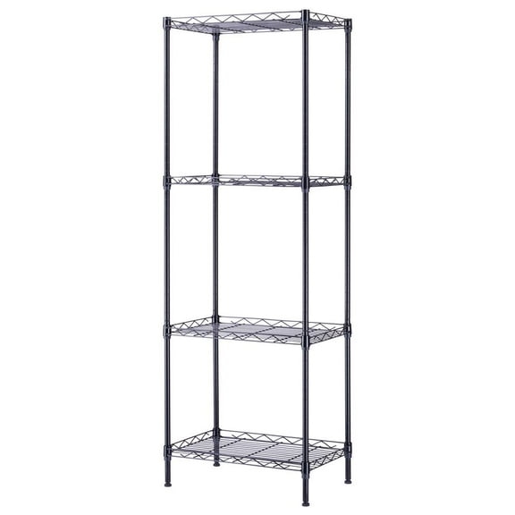 Ktaxon 4-Tier Storage Rack, Garage Wire Shelving Metal Shelves Storage Unit Black, 17.3"D x 11.4"W x 50.4"H