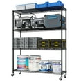 thumbnail image 1 of Ktaxon 4 Tier Wire Shelving with Wheels, 46"W x 17.7"D x 65"H Multifunctional Storage Rack Metal Garage Shelves Organizer, Capacity for 800lbs, Black, 1 of 13