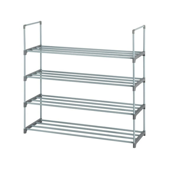 Ktaxon 4 Tiers Metal Shoe Rack Shelf 16-20 Pairs Shoe Tower Stand Closet Storage Organizer for Entryway Bedroom Living Room, Gray Finish