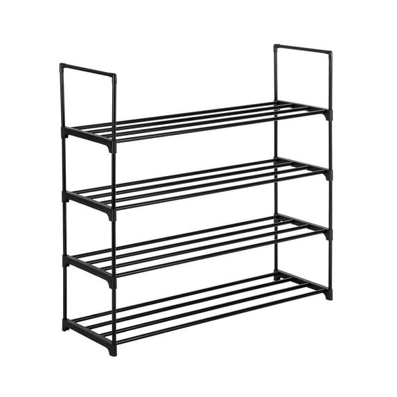 Ktaxon 4 Tiers Metal Sturdy Shoe Rack Shelf Shoe Tower Stand 20- Pairs Shoe Storage Cabinet Organizer for Closet Entryway Bedroom Living Room Home, Black Finish