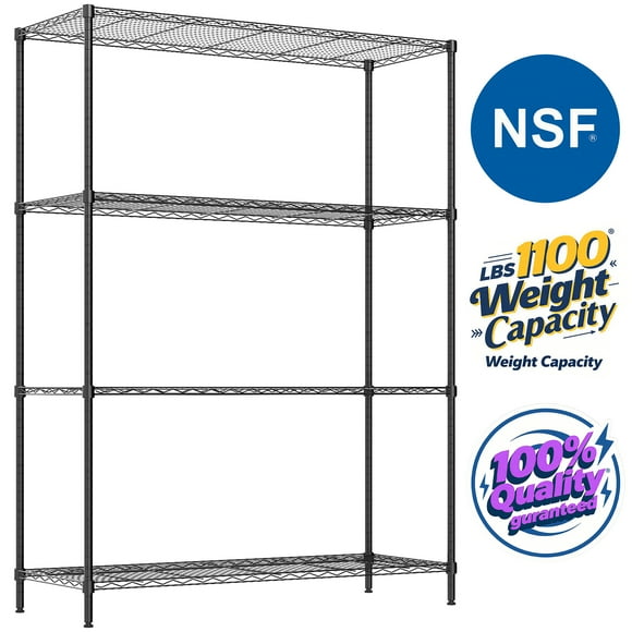 Ktaxon 4-Tier Metal Shelving Unit, Adjustable Shelf Organizer for Garage Kitchen, Storage Rack Capacity for 1100 lbs, 36"W x 14"D x 55"H, Black