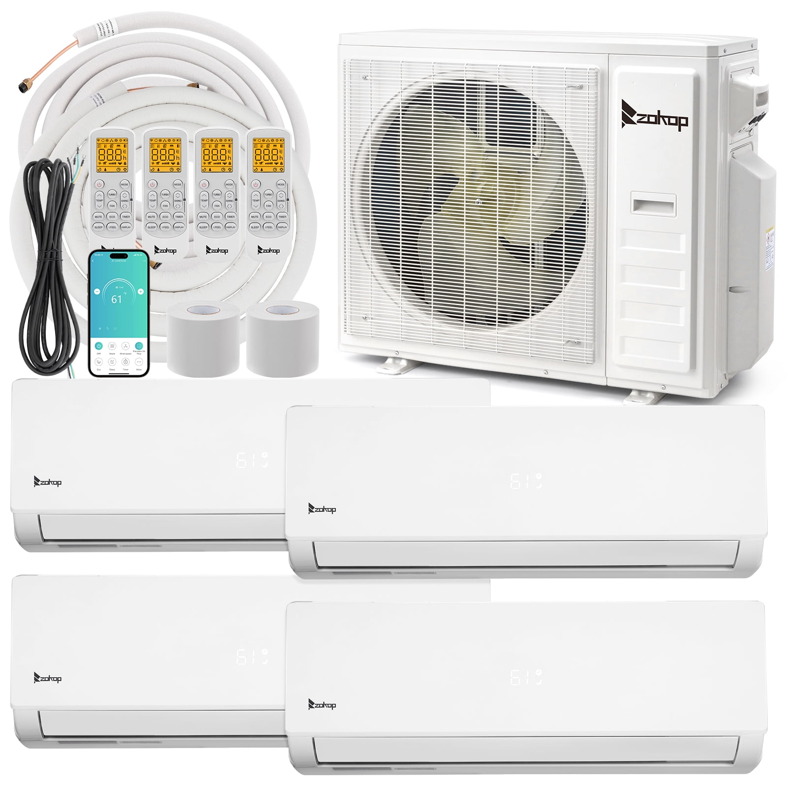 Ktaxon 4 Zone 9000+9000+12000+18000BTU WIFI Mini Split AC/Heating ...